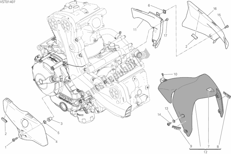 Todas as partes de Meia Carenagem do Ducati Monster 821 Dark Thailand 2015